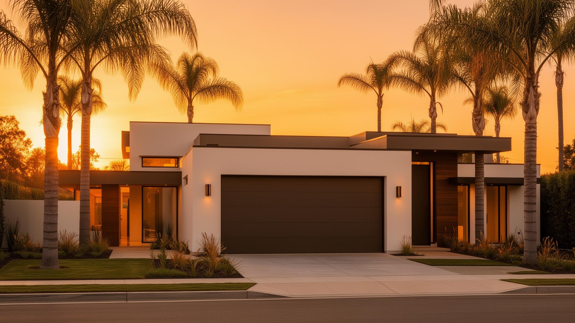 Modern garage door on California home